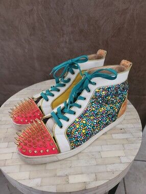 Christian Louboutin No Limit Spikes Python & ponyhair sneakers size 45